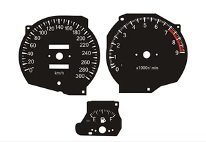 Speedometer Discs, Tachometer Mitsubishi 3000 GT MPH = km/h 300 km/h 9000 RPM - Picture 1 of 2
