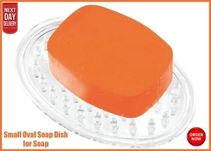 Soap Dish Holder Tray Sponge Storage Bathroom Shower Soap Saver Drainer Clear - Picture 1 of 3