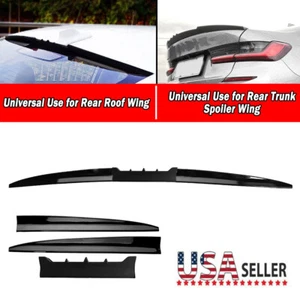 Universal Adjustable Glossy Black Car Rear Trunk Spoiler Lip Wing Sticker AS - Foto 1 di 11