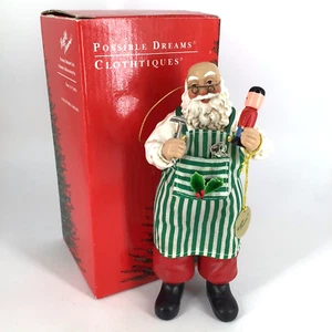 Vtg Possible Dreams Clothtique Santa 7" Ornament Workshop Apron Christmas 1993 - Picture 1 of 9
