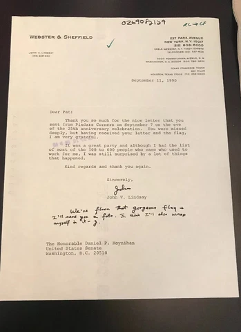John Lindsay Typed Letter Signed - To NY Senator Daniel Patrick Moynihan - NYC Cover