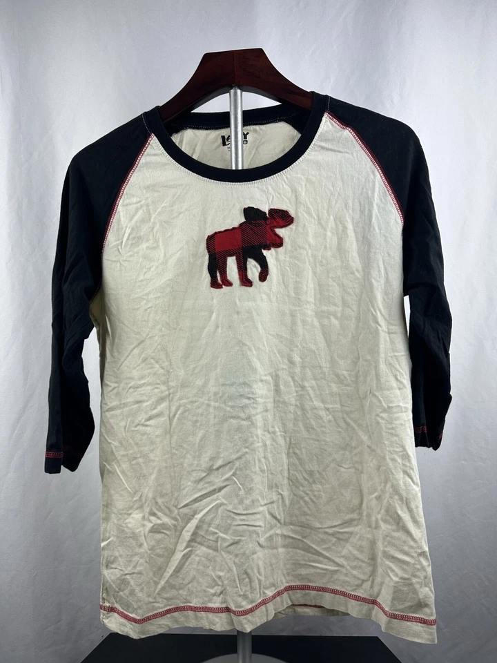 Camisa para mujer Lazy One a cuadros con logotipo de alce negra/beige para dormir 100 % algodón XL Foto 1 de 4