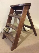 Vintage stepladder stool decorators trestle oak lamp table display kitchen seat