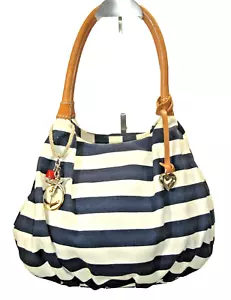 Brighton Brewster Blue/White Canvas Leather Handles Beach Tote & Sarong Nr MINT! - Picture 1 of 17