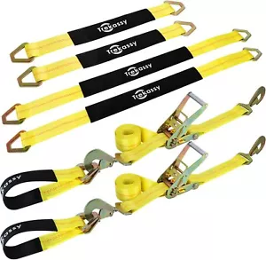 4 Pack Axle Straps Car Tie Down Strap for Trailer Car Hauler Ratchet Tire Straps - Picture 1 of 9