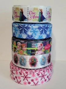 5 Yards 7/8" & 1" frozen Mix Lot Grosgrain Ribbon Hair Bow Supplies. - Picture 1 of 1