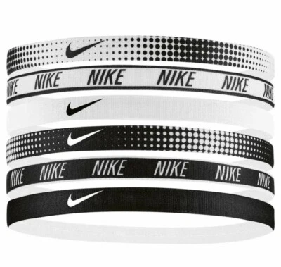 Paquete de 6 diademas deportivas Nike unisex con logotipo impreso - negro/blanco Foto 1 de 2
