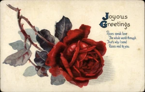 Joyous Greetings Rose Postcard Vintage Floral Art - Picture 1 of 2