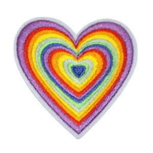 Iron On Patch Embroidered RAINBOW LOVE No Sewing Patches For Clothes Jeans - Picture 1 of 3