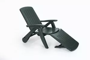 Lettino/Sdraio pieghevole con ruote in Polyrattan - Mod. Barbuda verde - Foto 1 di 3