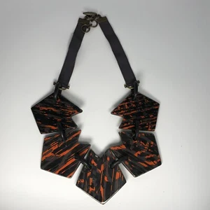Lela Rose Designer Chunky Acrylic Statement Collar Necklace Good Vintage - Picture 1 of 7