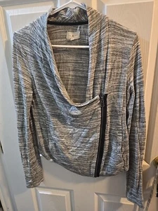 Lou & Grey Marled Knit Moto Jacket Gray Asymmetrical Zipper Lightweight Size XS - Picture 1 of 12