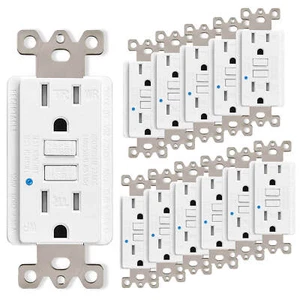 GFCI Steckdose 15 Amp manipulationssicher wetterfest Duplex Buchse 12er Pack - Bild 1 von 12