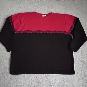 Vintage Eddie Bauer Sweater Mens 2 XL Christmas Red/Black Heavy Japan Dadcore - Picture 1 of 19