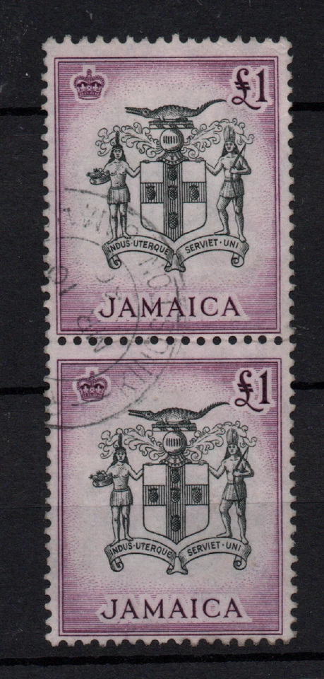 Jamaica 1956 QEII £1 Vertical used pair SG174 Cat Val £50 WS32531 - Image 1 of 1