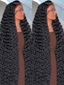 Deep Wave 13x6 13x4 HD Lace Frontal Human Hair Wig Brazilian 360 Full Curly Wigs - Picture 1 of 24