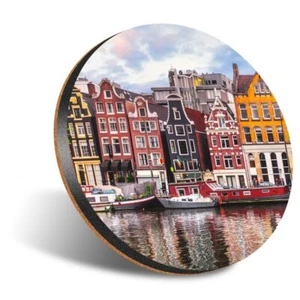 1 x Round 12cm Coaster - River Amstel Amsterdam Netherlands #16600 - Picture 1 of 1