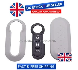 Case for Fiat 500 Keyless Cover Front + Back Cover + Rubber Button Pad A91 GREY - Picture 1 of 5