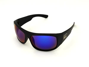 Quicksilver große Sport-Sonnenbrille mit Schutzschild schwarzes Gestell blau verspiegelte Gläser - Bild 1 von 8