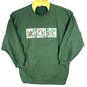 Vintage Kathy Ireland Sweatshirt Granma L/XL Tis The Season Bird Holiday Cotton - Picture 1 of 8