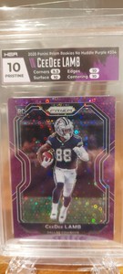 2020 PRIZM CEEDEE LAMB NO HUDDLE PURPLE DISCO /35 RC COWBOYS  HGA 10 PRISTINE 