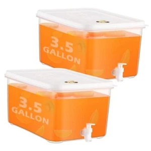2 Pack 3.5 Gallon Drink Dispenser for Fridge with Spigot Water Dispenser Leak - Picture 1 of 8
