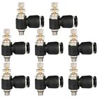 Premium Air Flow Speed Control Valve Connector for Tubing Fittings Set of 8