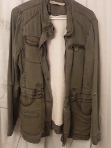 Max Jeans Women Size Small 100% Tencel Military Safari Style Jacket Olive Green - Picture 1 of 7