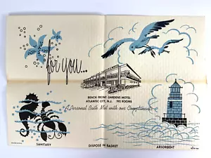 Vintage 1950's Beach Front Gardens Motel Paper Shower Bath Mat Atlantic City NJ - Picture 1 of 7