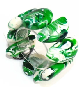 Sobral Onda Wende Große Marmorierte Grüne Perlen Künstler Made Statement Armband - Bild 1 von 6