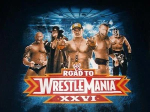 Road to Wrestlemania XXVI WWE Cena Bautista Undertaker Blue Tshirt Boys XL 18-20 - Picture 1 of 2