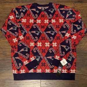 New England Patriots NFL Football Ugly Christmas Candy Cane Holiday Sweater Gr.XL - Bild 1 von 6
