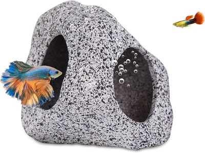 Medium Ceramic Aquarium Cave Hiding Spot Natural Stone Texture Fish Shelter - Image 1 of 4