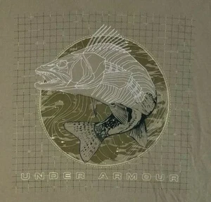 Under Armour Fish Walleye Skeleton Size Medium Green Loose Heat Gear - Picture 1 of 6