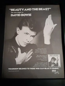 Póster promocional original raro de David Bowie La Bella y la Bestia ¡Anuncio enmarcado! - Imagen 1 de 1