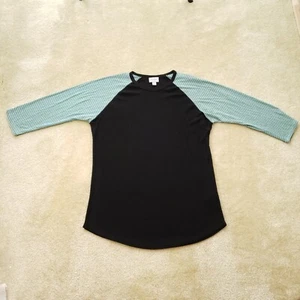 Camisa Top LuLa Roe Para Mujer Mediana M Negra con Timbre Rayas Verde Azulado Mangas Largas - Imagen 1 de 9