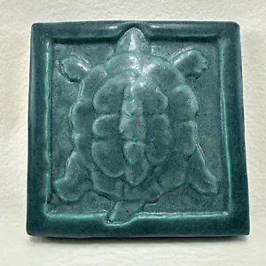 Meeresschildkröte Fliese Vintage Pfeiffrosch Tile Company? Handmade Aqua Pottery 1993 - Bild 1 von 5