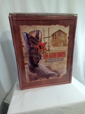 Botas vaqueras vaqueras con cinturón Los Altos para hombre talla 7 EE de cuero rojo lentejuelas Foto 1 de 4