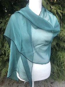 Vintage Giorgio Ciellini Green Sheer Scarf Designer Beautiful With Small Flaw - Picture 1 of 10