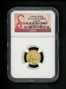 China PRC People's Republic 2013 GOLD 50Y Snake NGC PF 70 UC 1/10th LUNAR SERIES - Picture 1 of 7