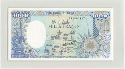 CONGO - Republic 1000 Francs 1992, P-11, Scarce Type, Original UNC Uncirculated - Image 1 of 2