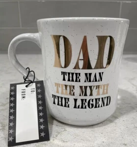 DAD MAN MYTH LEGEND 18oz Coffee Mug Black Inside Fathers Day Gift Tag Sheffield - Picture 1 of 7