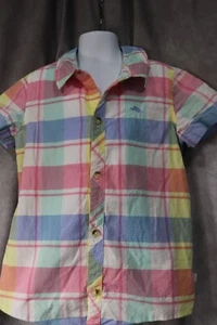Tommy Bahama Youth Multicolor Plaid Button Up Short Sleeve Shirt Size 7 - Picture 1 of 3