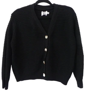 Princess Polly Black Vienah Sweater button down long sleeve size M/L - Picture 1 of 7