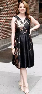 Carolina Herrera Black/Rose Gold Abstract Print Silk Fit+Flare Dress sz 2 - Picture 1 of 6