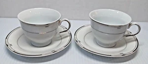 Limoges Coffee Espresso Cup & Saucer Silver Design France Set of 2 Lorren Home - Picture 1 of 13
