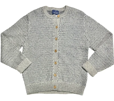 VTG Woolrich Sweater Birds Eye Minimalist Cottage Wool Button Front Cardigan LG - Image 1 of 4