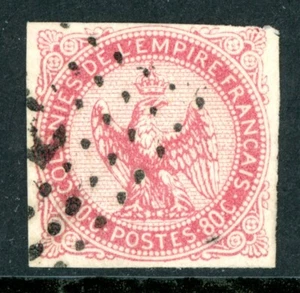 France 1865 Colony General Issues 80¢ Carmine Rose Imperf Sc #6 VFU L80 - Picture 1 of 2