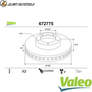 2x BREMSSCHEIBE 672775 FÜR KIA STONIC/Hatchback/Van RIO/IV/III HYUNDAI 1.2L 4cyl - Bild 1 von 8