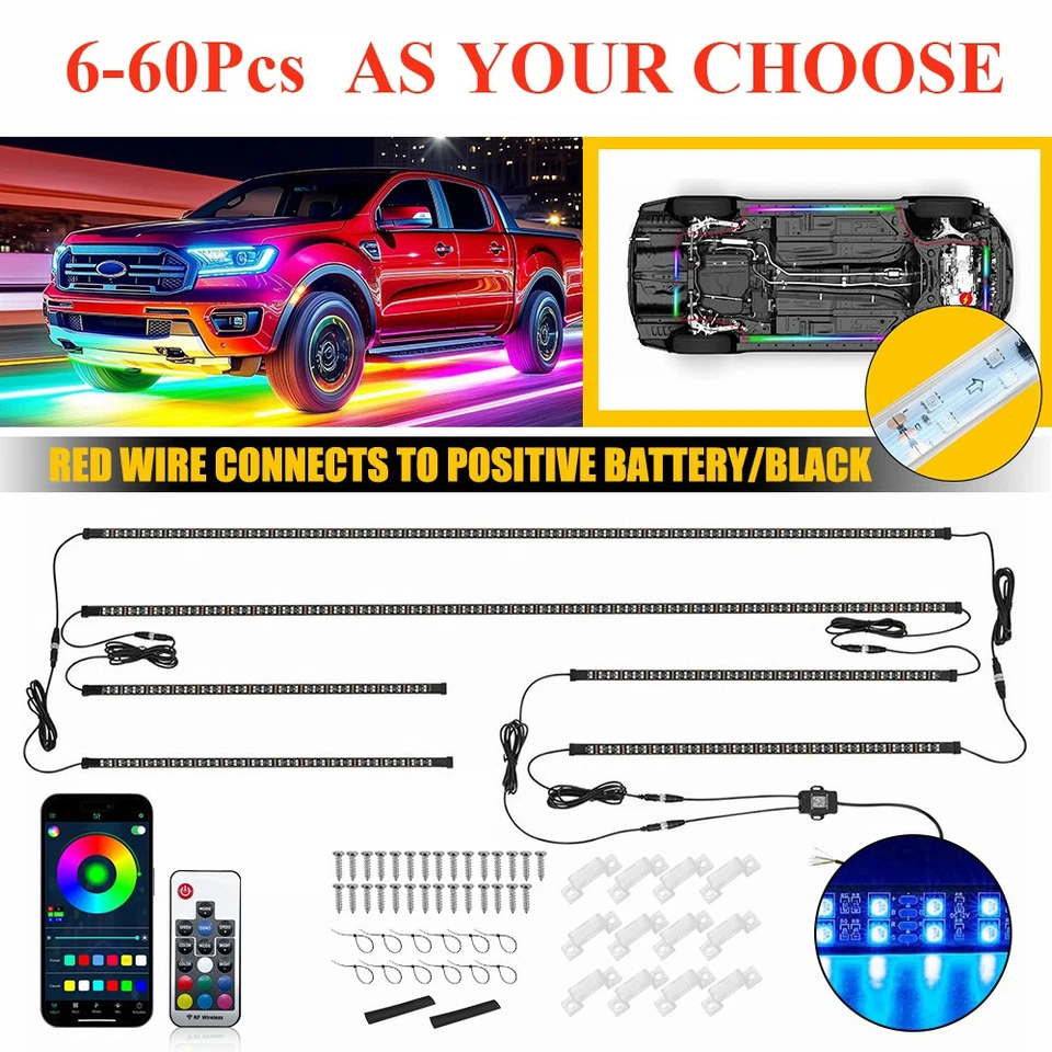 6-60 Doble Fila LED RGB Luces de Sueño Tiras Neón Lámparas Subterráneas APP Control Remoto IP68 Foto 1 de 4